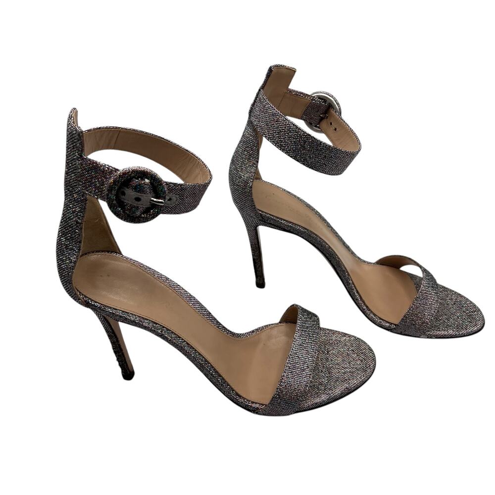 Gianvito Rossi Lurex Fabric Portofino Glitter Metallic Heels Multicolor Size 6 - Picture 4 of 16